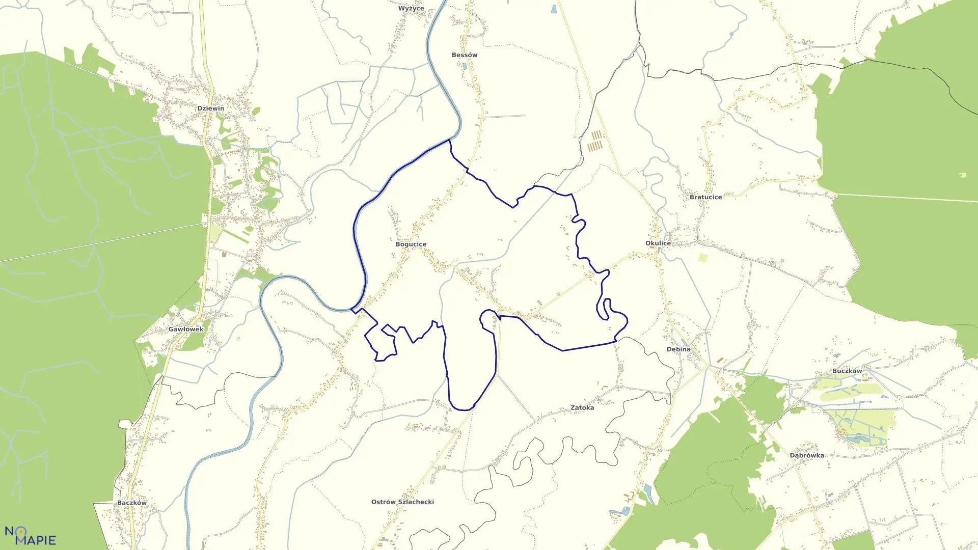 Mapa obrębu Bogucice w gminie Bochnia