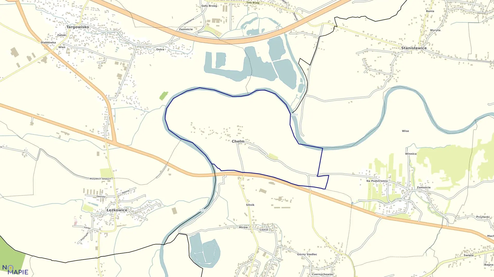 Mapa obrębu Chełm w gminie Bochnia