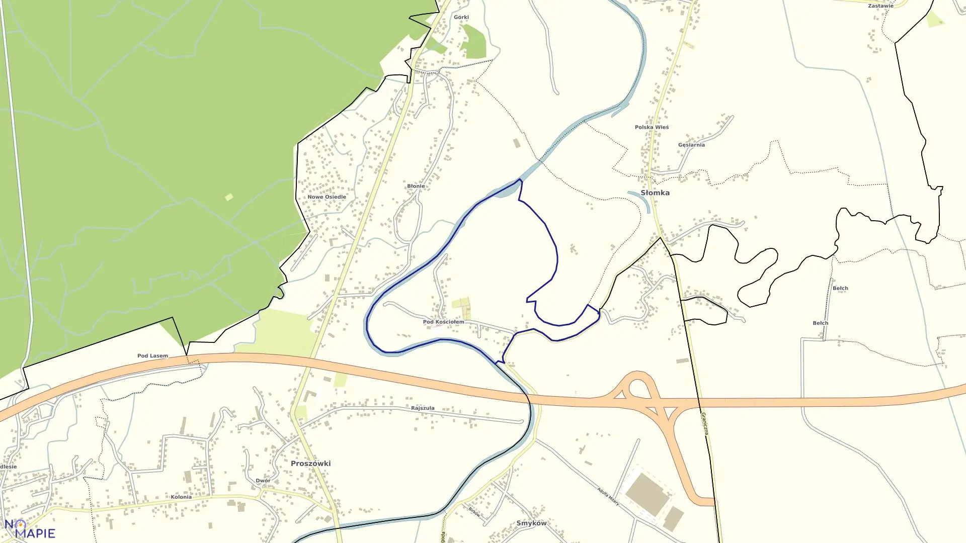 Mapa obrębu Krzyżanowice w gminie Bochnia