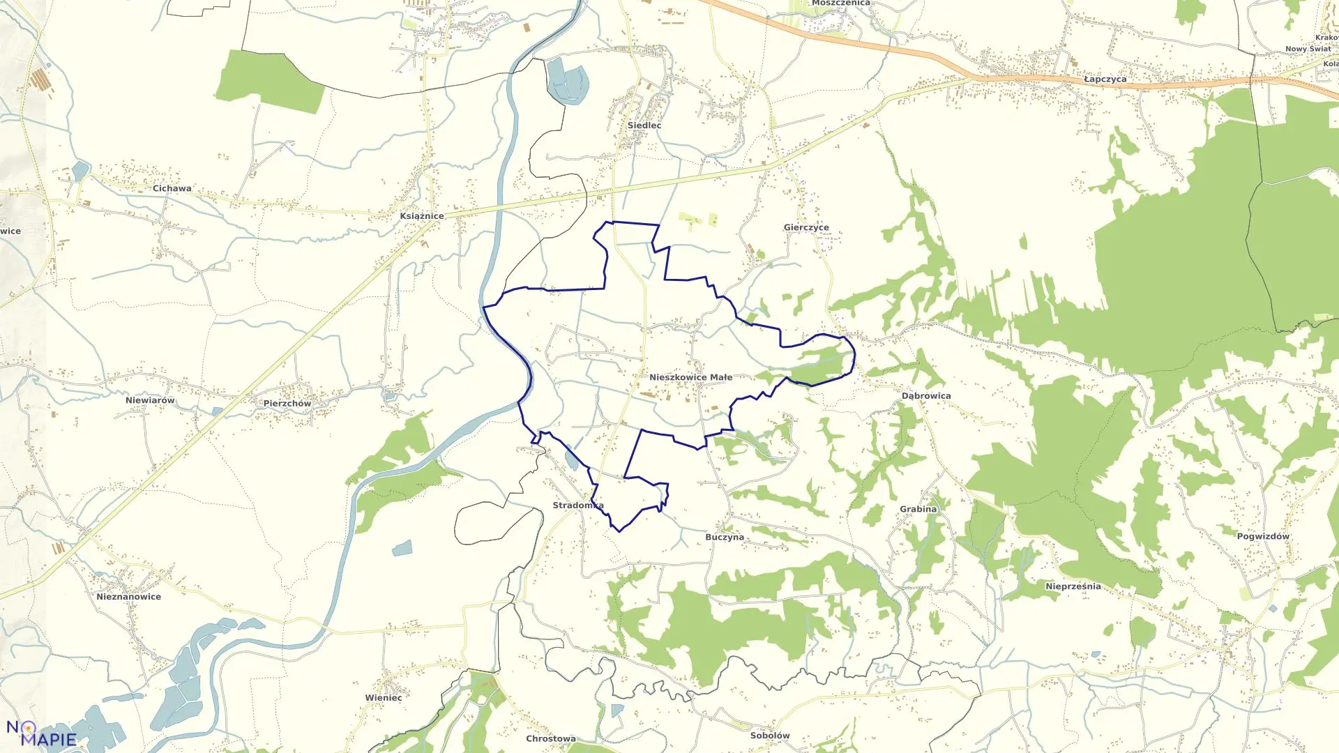 Mapa obrębu Nieszkowice Małe w gminie Bochnia