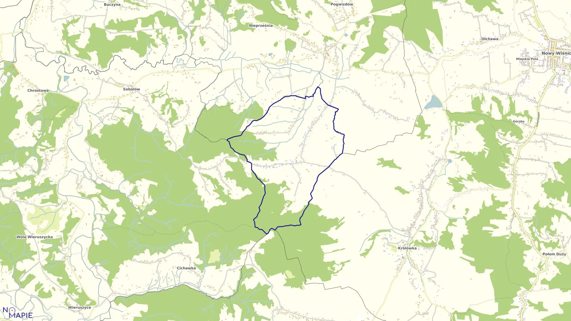 Mapa obrębu Wola Nieszkowska w gminie Bochnia